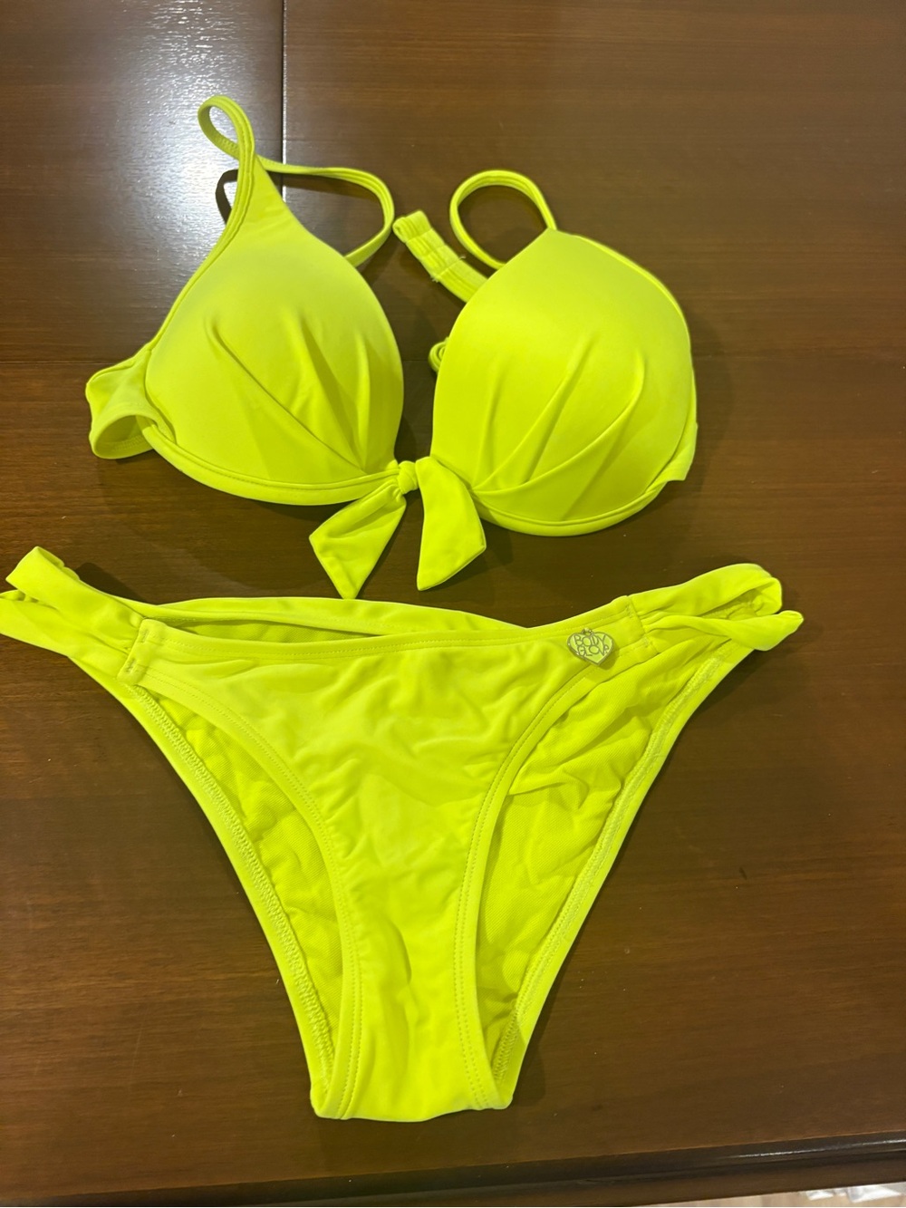 Body Glove Neon Yellow Tie-Front Bikini Set